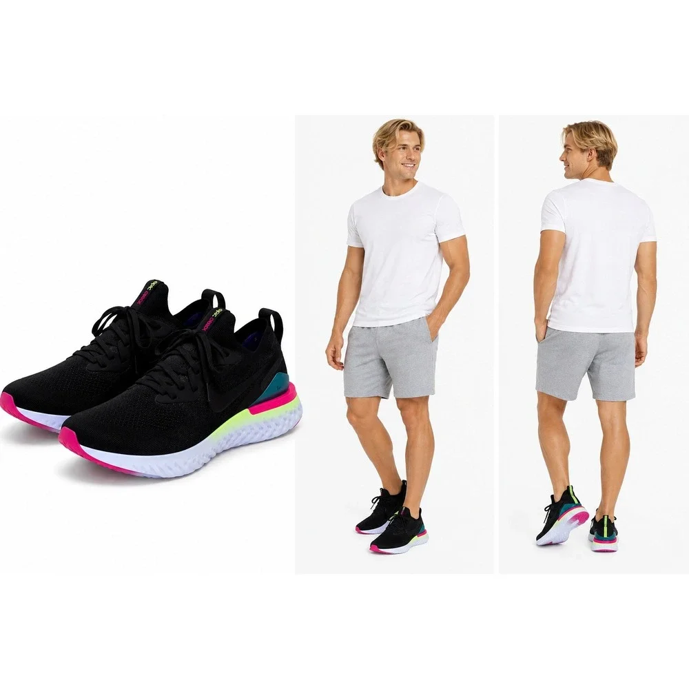 Nike Running Mens 9.5 Black‎ Epic React Flyknit 2 BQ8927-003 Streetwear Sneakers